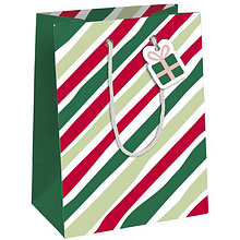 Пакет бумажный подарочный "Ho Ho Ho", 21.5x10.2x25.3 см, разноцветный