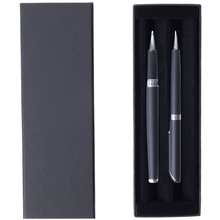 Набор ручек "Shadow": ручка шариковая автоматическая и роллер, черный, серебристый