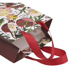 Пакет бумажный подарочный "Flora. Пионы", 18x23x10 см, белый, красный