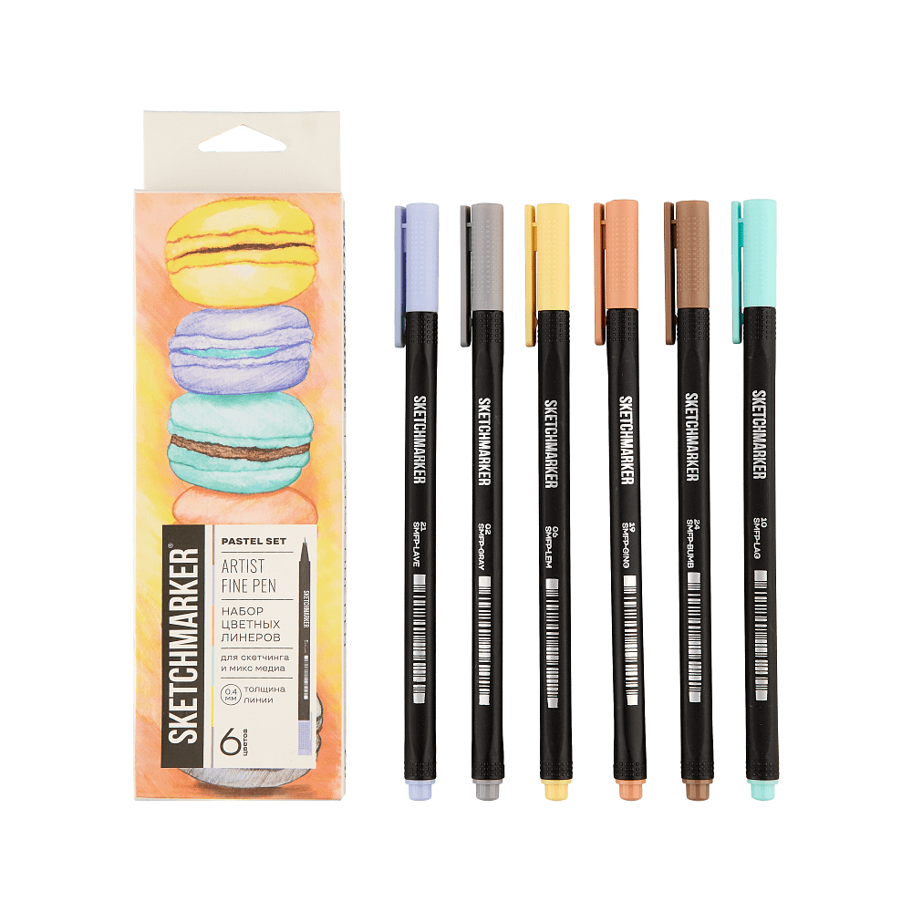 Ручка капиллярная "Sketchmarker Artist fine pen Pastel", 6 шт - 10