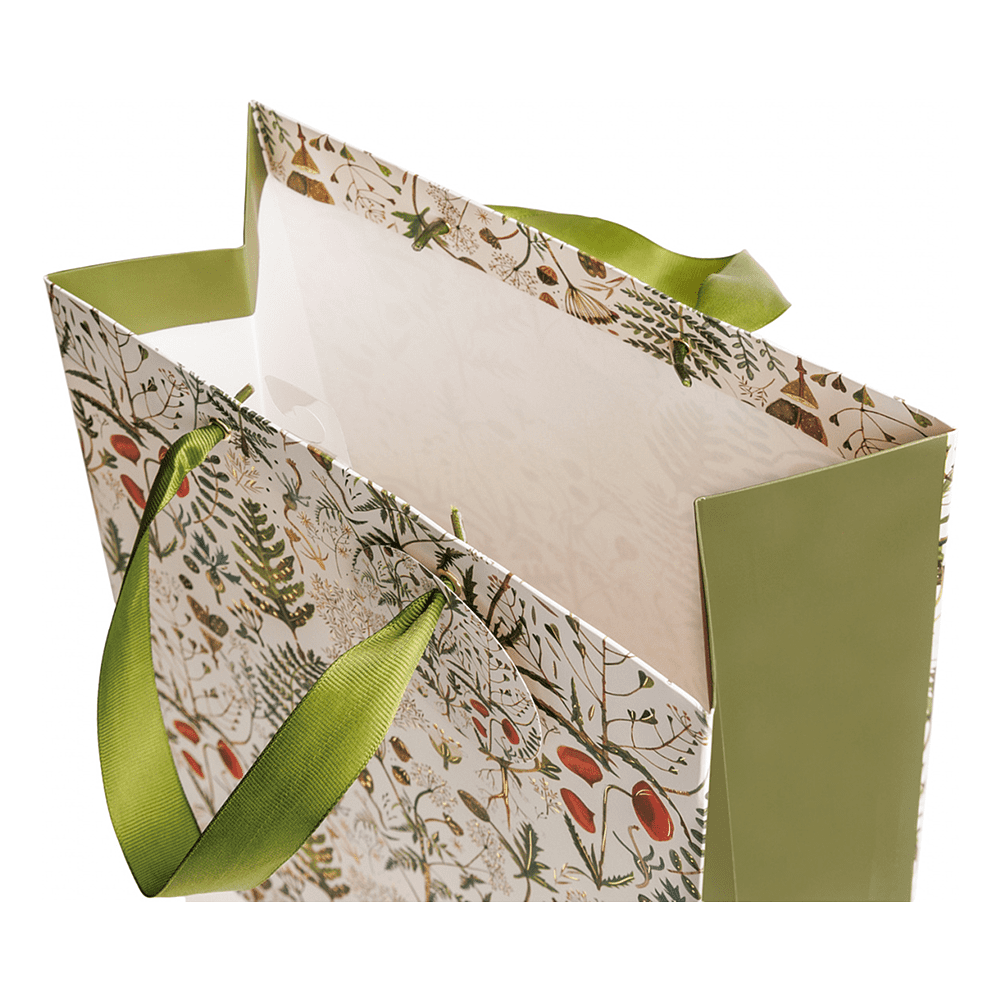 Пакет бумажный подарочный "Flora. Луговые травы", 26x32,4x13 см, зеленый - 2