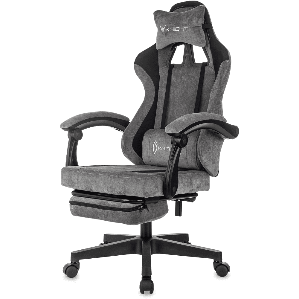 Кресло игровое Бюрократ Knight "Custom/F GR", ткань, пластик, серый, черный - 2