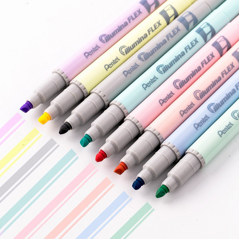 Маркер текстовый двусторонний «Pentel Illumina flex», пастельный, желтый - 4