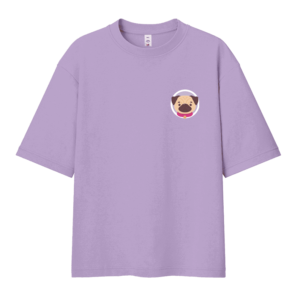 Футболка унисекс "Мопс. Dog love club", XS-S, хлопок, оверсайз, лавандовый