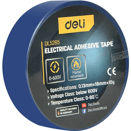 Изолента ПВХ Deli YS EDL5265, 18 мм x 10 м, 130 мкм, синяя - 6 Изолента ПВХ Deli YS EDL5265, 18 мм x 10 м, 130 мкм, синяя - 6