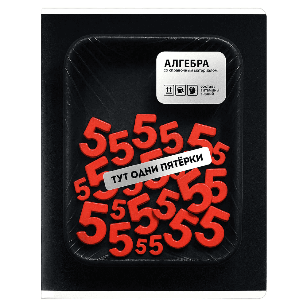 Тетрадь предметная "Тут одни пятерки. Алгебра", А5, 48 листов, клетка, черный, красный