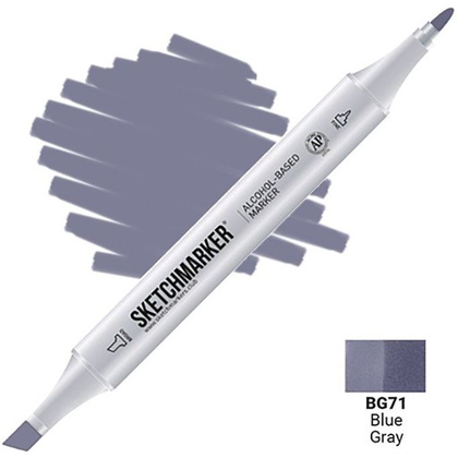 Маркер перманентный двусторонний "Sketchmarker", BG71 сине-серый