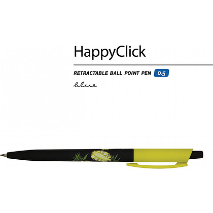 Ручка шариковая автоматическая "HappyClick. Ананас", 0.5 мм, черный, желтый, стерж. синий - 2
