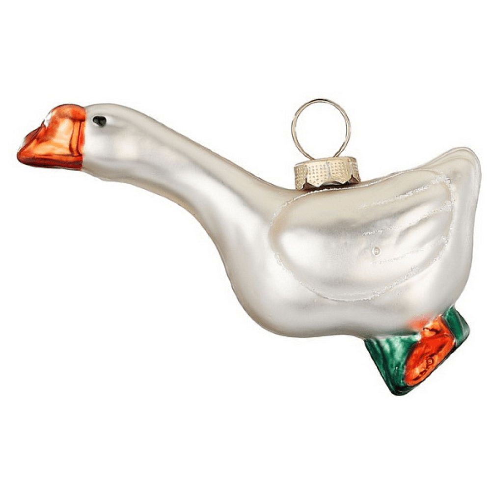 Украшение елочное "Гусь", 8 см, стекло, белый