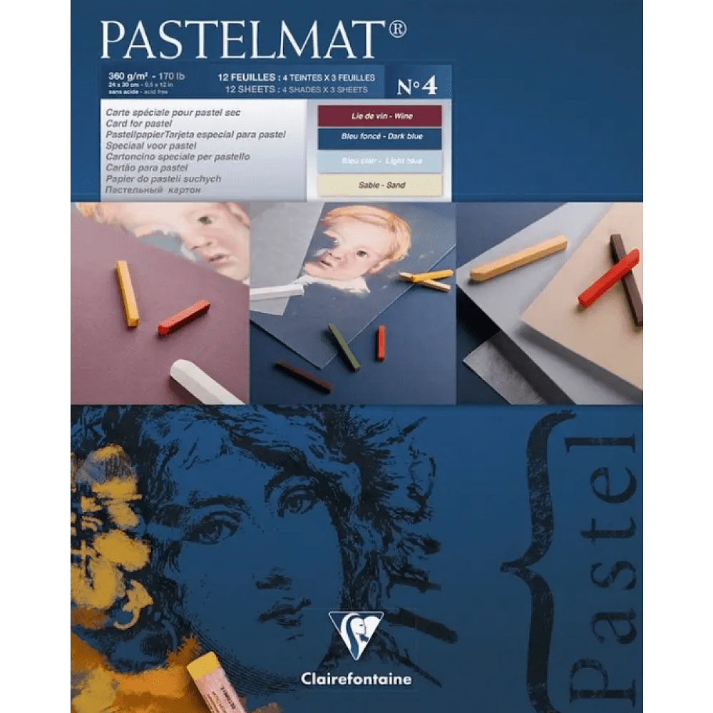 Блок бумаги для пастели "Pastelmat", 24x30см, 360 г/м2, 12 листов, 4 цвета