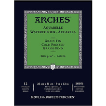 Блок-склейка бумаги для акварели "Arches", 23x31 см, 300 г/м2, 12 листов