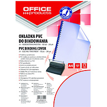 Обложка для переплета "Office Products", A4, пластик, 200 мкм, 100 шт., прозрачный, синий