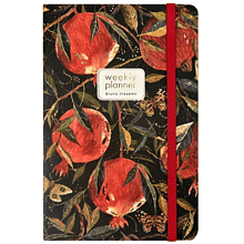 Еженедельник недатированный "Flora. Гранат", А5, 144 страниц, линованный, черный, красный