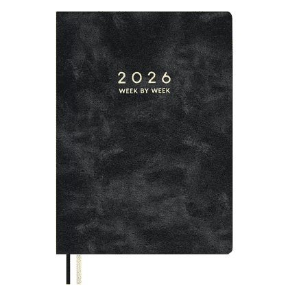 Еженедельник датированный "Тиволи Делавэ черный", А4, 160 страниц, черный, 2026