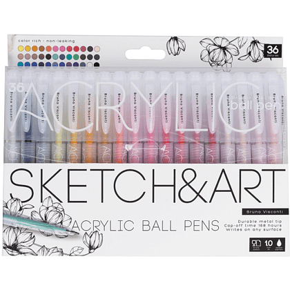 Набор ручек акриловых "Sketch&Art", 1 мм, 36 шт, ассорти