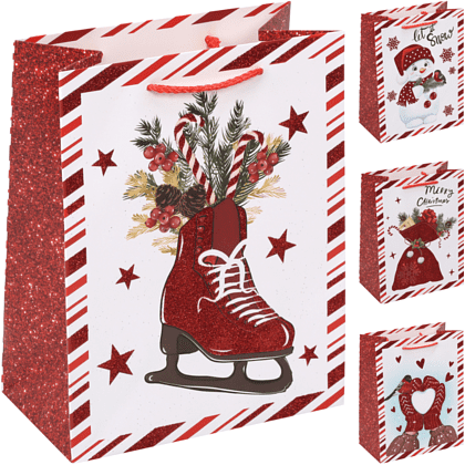 Пакет бумажный подарочный 18*23*10 см "Новый год!" ассорти