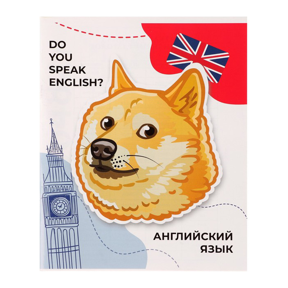 Тетрадь "Животные мемы. Английский язык", А5, 36 листов, клетка, разноцветный