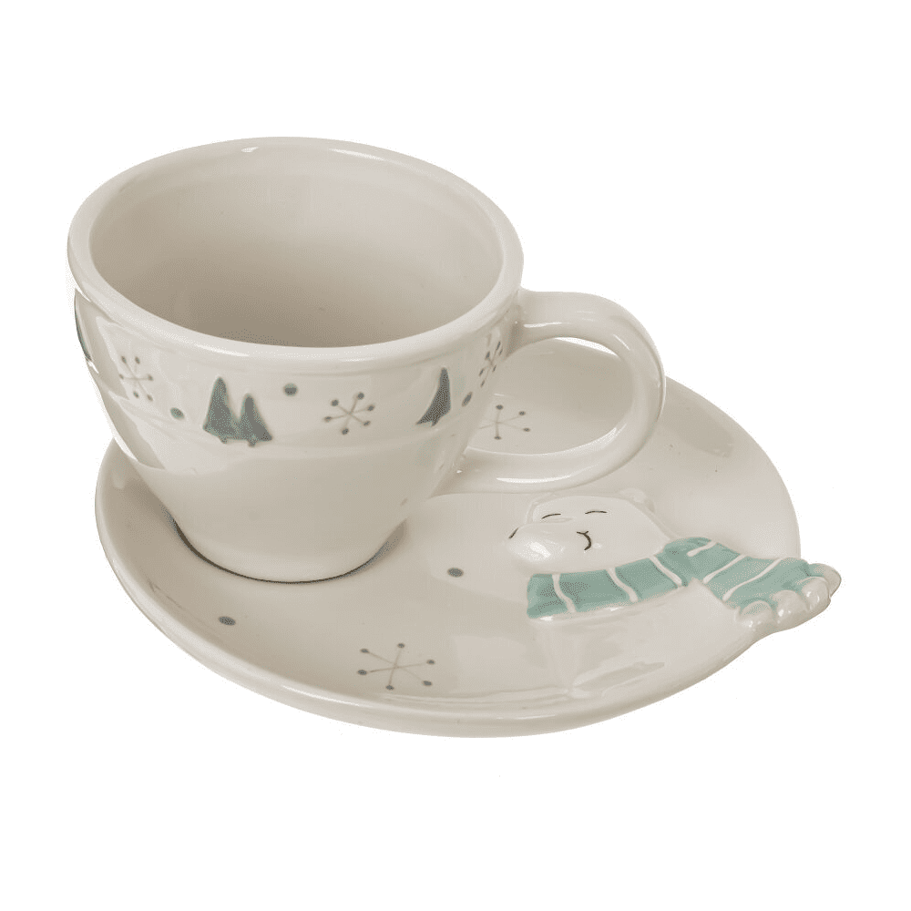 Чашка с блюдцем "Белый медведь", керамика, 245 мл, белый