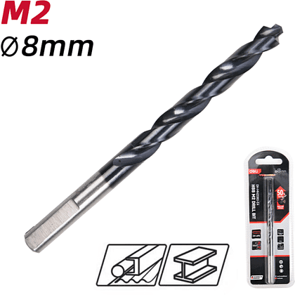 Сверло по металлу Deli RS EDH-MHZ080-E4, 8.0 мм, DIN 338, HSS-TiN - 2 Сверло по металлу Deli RS EDH-MHZ080-E4, 8.0 мм, DIN 338, HSS-TiN - 2