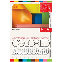 Набор цветного картона "Bright Colors", А4, 10 цветов, 10 листов, двусторонний, мелованный