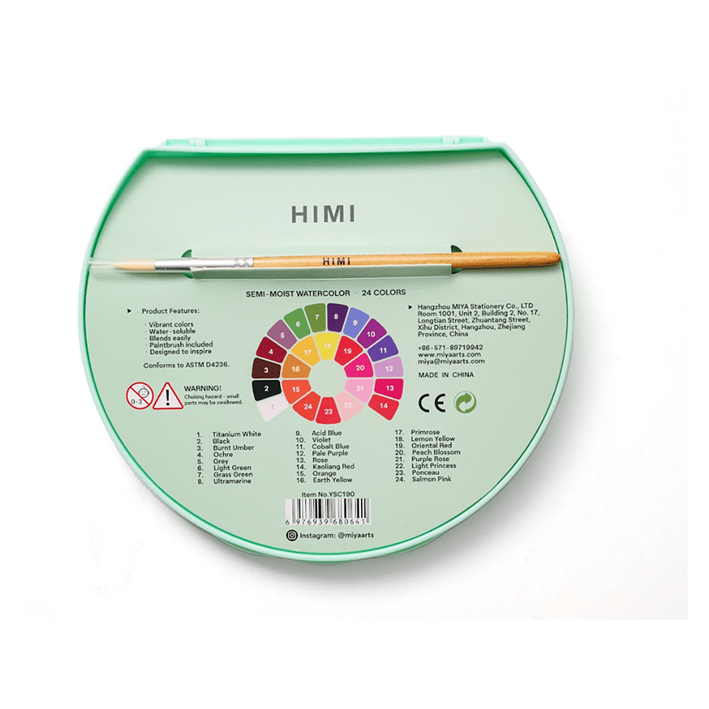 Краски акварельные "Himi", набор, 24 цвета, зелёный футляр - 5