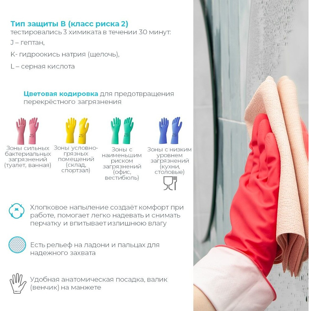 Перчатки латексные HQ Profiline, р-р M, с х/б покрытием, желтый - 10