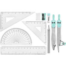 Готовальня "School Kit", 11 предметов, футляр, мятный