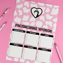 Расписание уроков "Котолапы", А4, розовый, белый