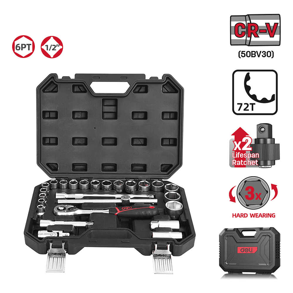 Набор инструмента 1/2" Deli RS EDQ43025, 25 шт. - 7