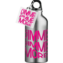 Бутылка «Gimme more» с карабином, серебристый, с брелоком, цвет прозрачный с печатью