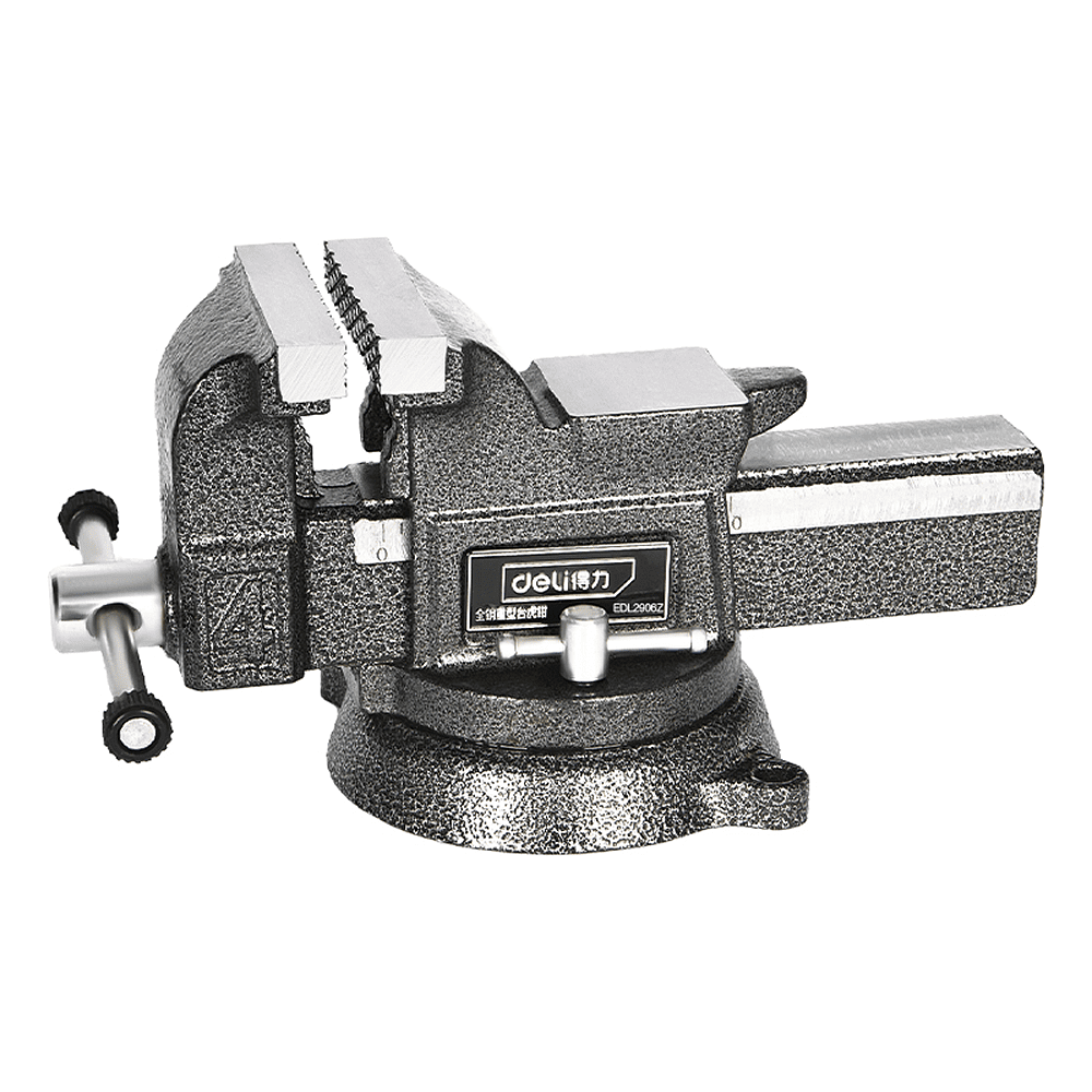 Тиски стальные Deli YS EDL2904Z, поворотные, с наковальней, 6"-150 мм