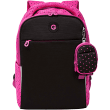 Рюкзак школьный "Greezly", с карманом для ноутбука, черный, розовый