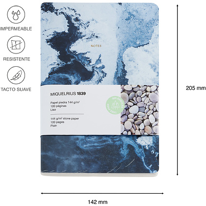 Блокнот Miquelrius "Stone Paper Sea", А5, 50 листов, нелинованный, синий, белый - 4