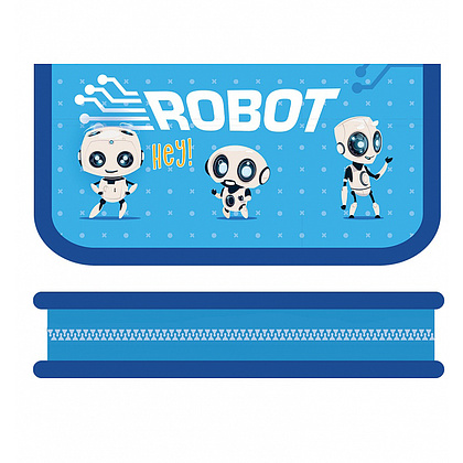 Пенал "Robot", 1 отделение, голубой, синий