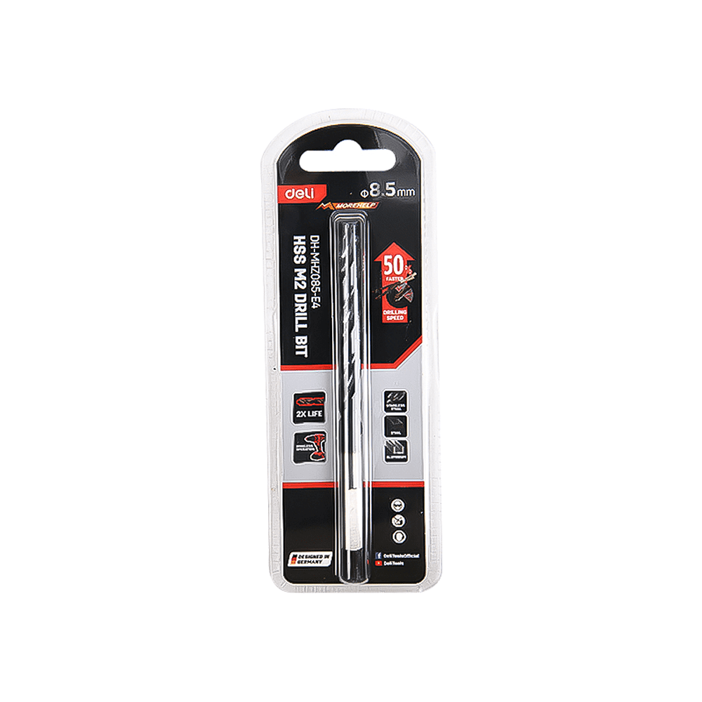 Сверло по металлу Deli RS EDH-MHZ085-E4, 8.5 мм, DIN 338, HSS-TiN - 3 Сверло по металлу Deli RS EDH-MHZ085-E4, 8.5 мм, DIN 338, HSS-TiN - 3