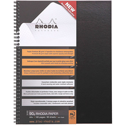 Блокнот "Rhodia", А4+, 80 листов, линейка, черный - 2