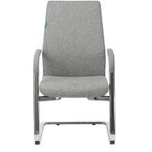 Кресло на полозьях Бюрократ "_JONS-LOW-V", натуральная кожа, серый, металл хром