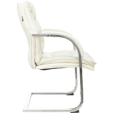 Кресло на полозьях "Бюрократ T-9927SL-LOW-V", натуральная кожа, слоновая кость, металл хром