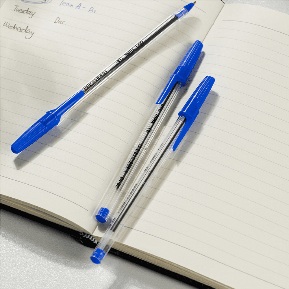 Набор ручек шариковых "Deli Think", 1 мм, прозрачный, стерж. синий, 5 шт - 4