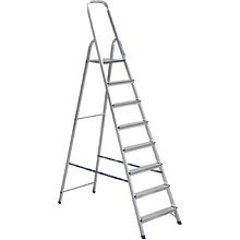 Лестница-стремянка Алюмет АМ708, алюминиевая матовая, 8 ступеней
