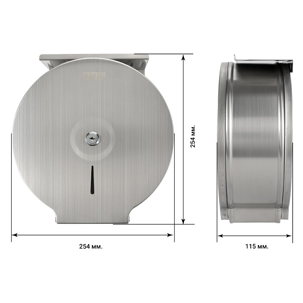 Диспенсер для туалетной бумаги в больших и средних рулонах BXG-PD-5005A, металл, серебристый, матовый - 2