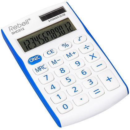 Калькулятор карманный Rebell "SHC312+BL", 12-разрядный, белый