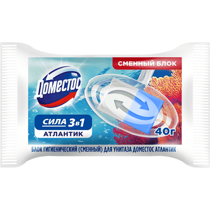 Сменный гигиенический блок для унитаза "Доместос", атлантика