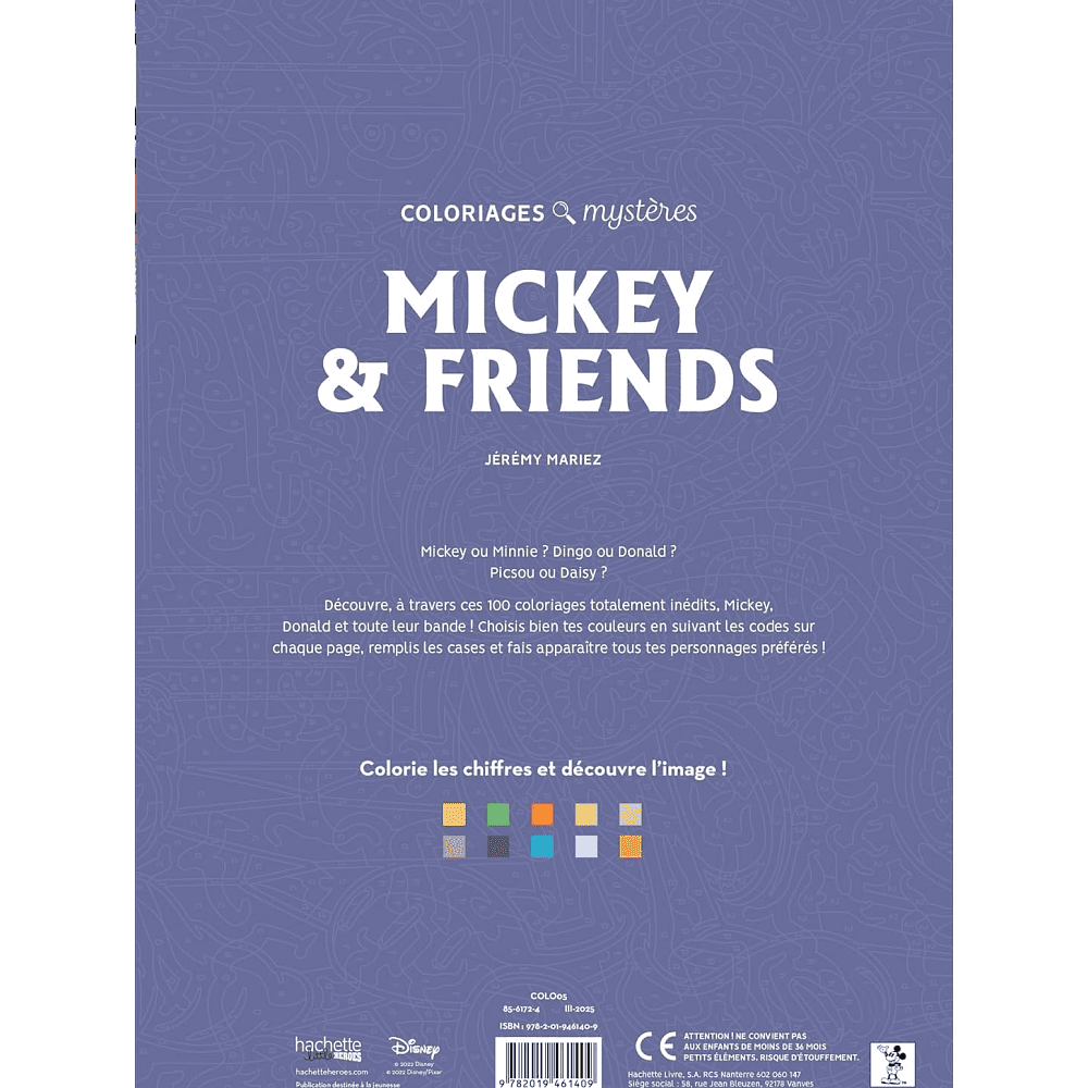 Раскраска по номерам на французском языке "Coloriages mystères Disney - Mickey and friends" - 2