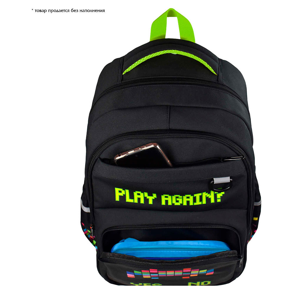 Рюкзак школьный "Цифровая атака", черный, зеленый - 4