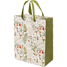 Пакет бумажный подарочный "Flora. Луговые травы", 26x32,4x13 см, зеленый