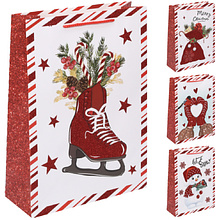 Пакет бумажный подарочный "Новый год!", 31x42x12 см, ассорти