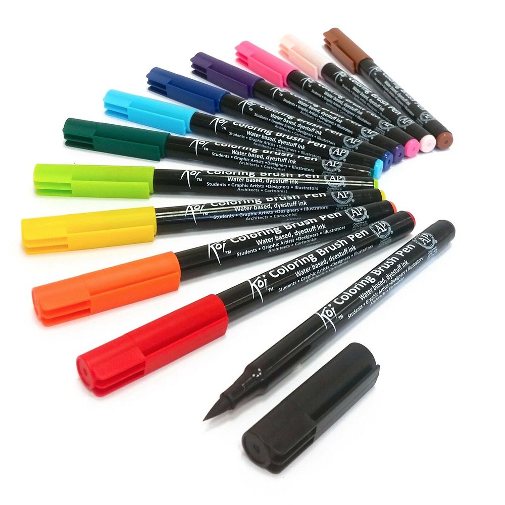 Набор маркеров акварельных "Koi Color Brush", 12 цветов