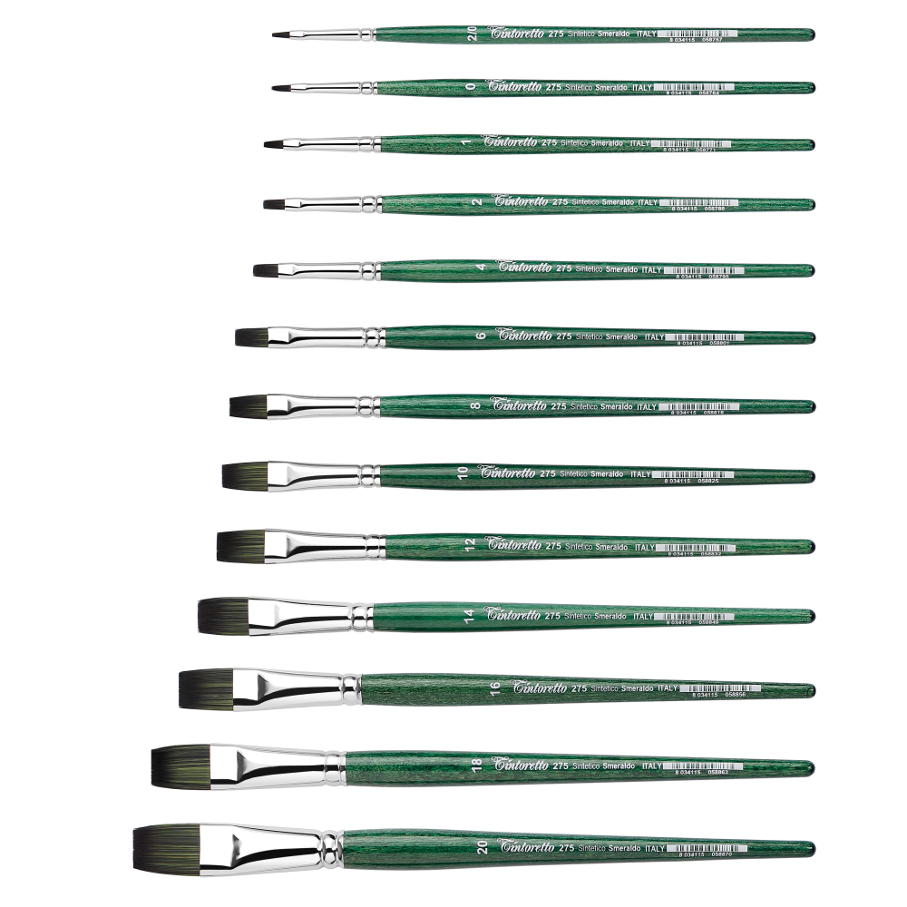 Кисть для рисования "Tintoretto Emerald", синтетика, плоская, №20