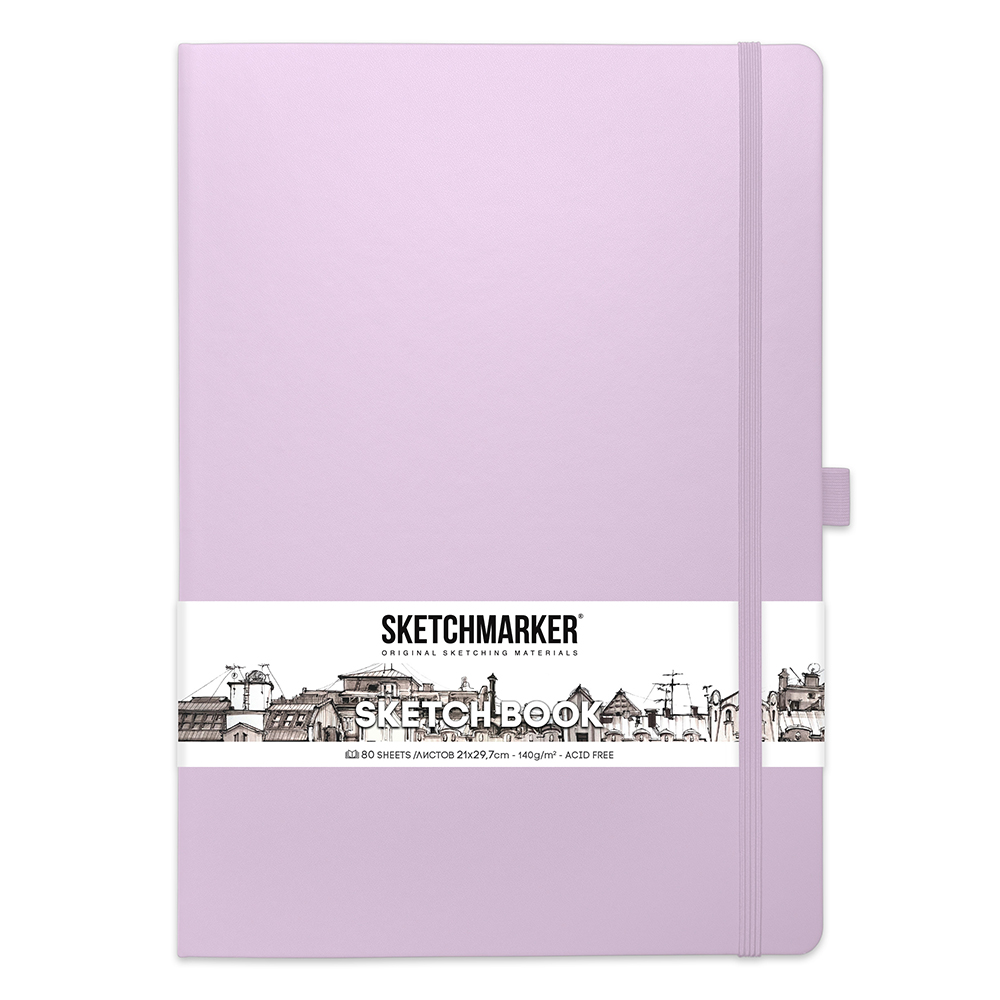 Скетчбук "Sketchmarker", 21x30 см, 140 г/м2, 80 листов, фиолетовый пастельный